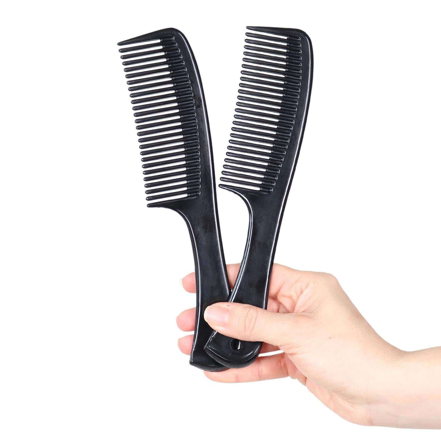 Allegro Comb 1004 Peines desenredantes de dientes anchos para mujeres, estilistas, peine de pelo rizado para hombre, 2 piezas (negro)