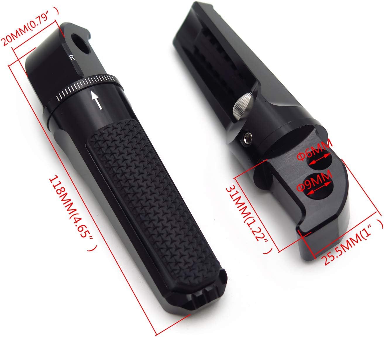 HTTMT – Estriberas ajustables CNC Reposapiés Compatible con YZF TMAX XMAX N-MAX FZ1FZ6 XJR13001200 MT03MT07MT09MT10 PN GZSP-SP-011-Y2