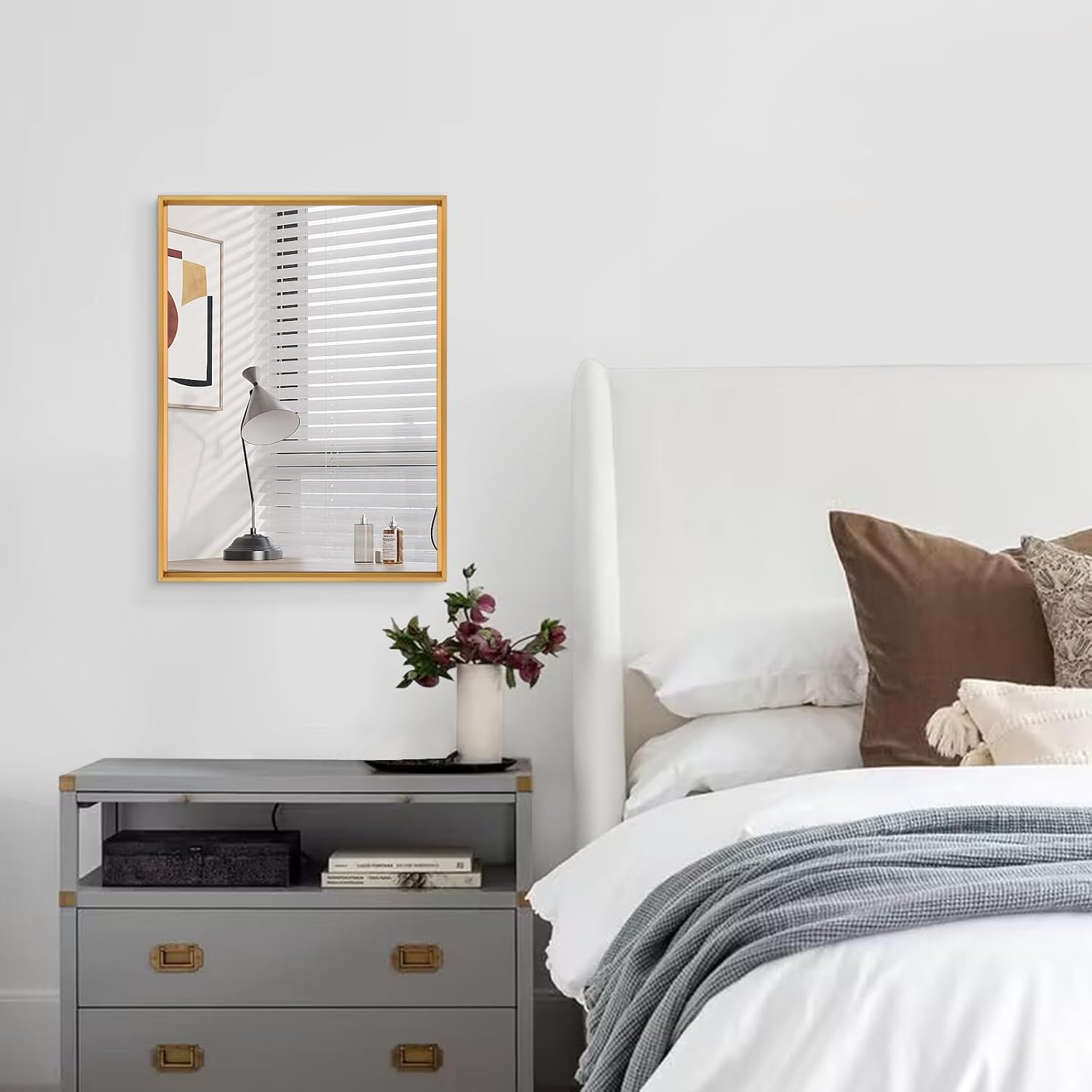 AAZZKANG Espejo de pared rectangular con marco de metal, espejo colgante decorativo para baño, dormitorio, sala de estar, entrada del hogar
