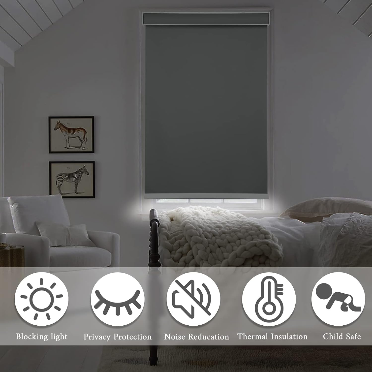 MYshade Persianas enrollables opacas para ventanas, persianas enrollables sin cordón, fáciles de instalar y protección de privacidad, persianas