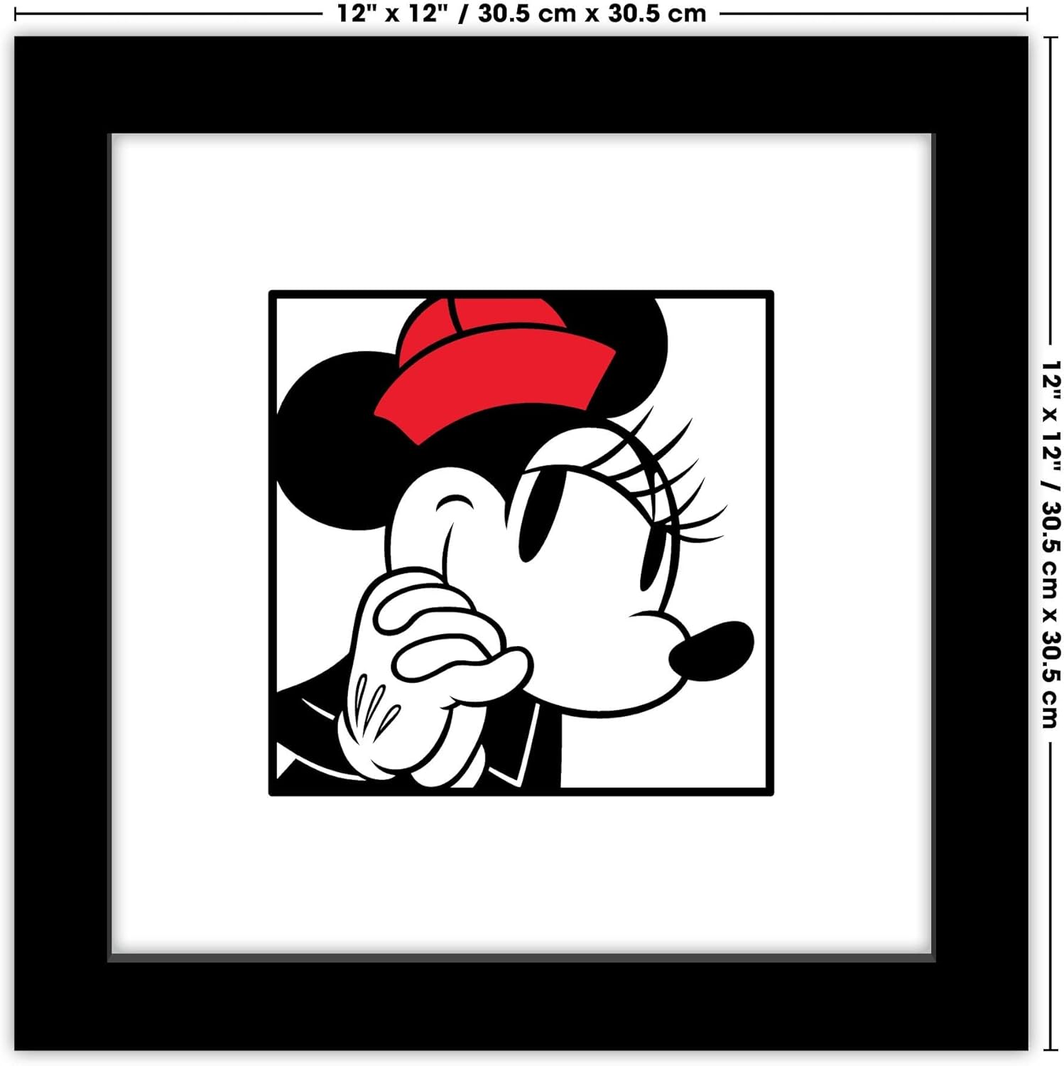 Trends International Gallery Pops Disney Mickey Mouse – Minnie Expressions – Póster de pared demure de 12 x 12 pulgadas, versión enmarcada en negro