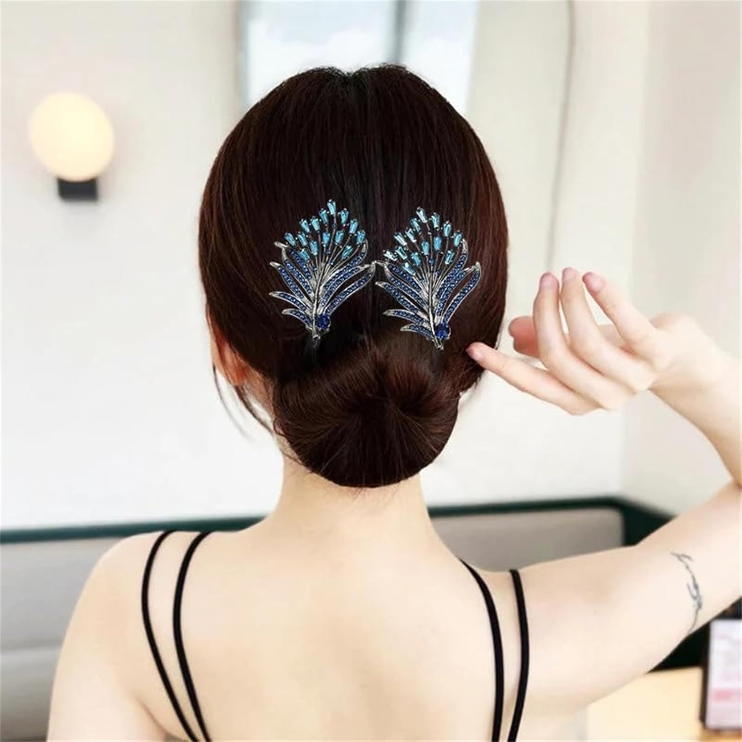Pinza para el pelo con flores de diamantes de imitación, pinza para el cabello con flores de imitación de cola de ballena, rizador de pelo perezoso