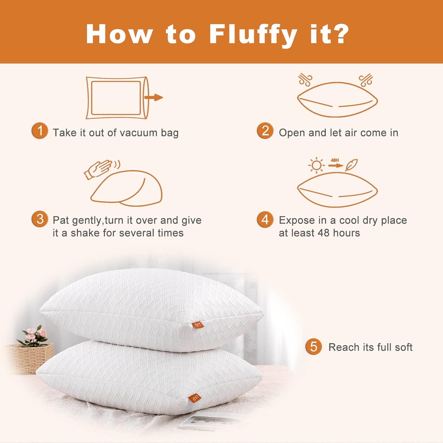 OYT Almohadas refrescantes de espuma viscoelástica para dormir, paquete de 2 almohadas de gel trituradas ajustables de tamaño estándar para dormir,