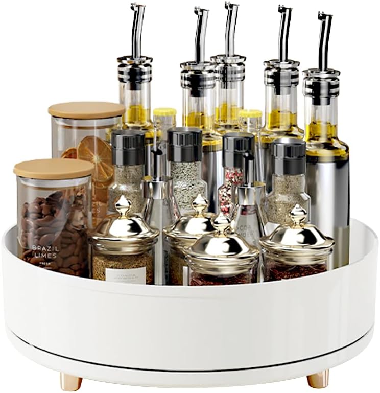 Lazy Susan – Organizador giratorio para gabinete, contenedor de plástico de 10.5 pulgadas, almacenamiento de especias, organizador de perfume de