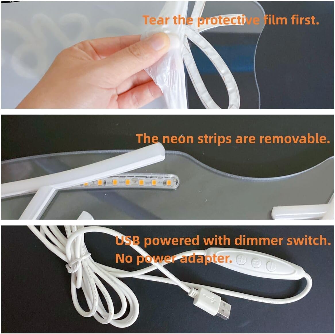 QiaoFei Letrero LED de neón con texto en inglés “Best Day Ever”, funciona con USB, con regulador de intensidad, luces de neón para habitación,