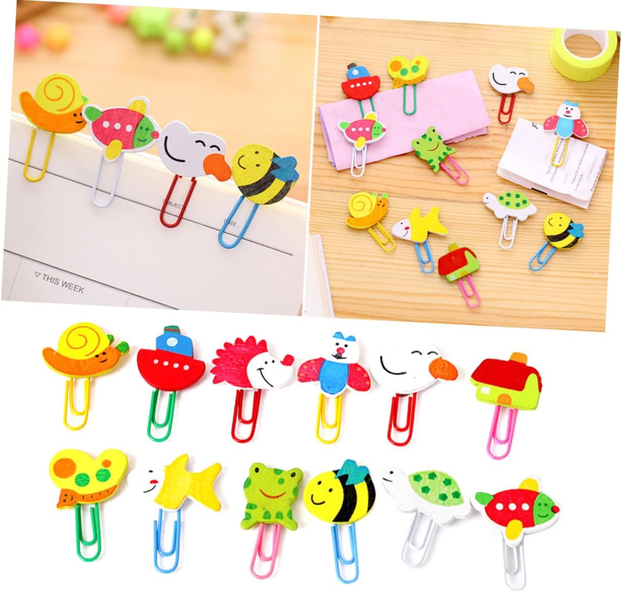 MAGICLULU 48 marcadores de animales lindos mini clips de papel de rana clips de carpeta clips de clip de papel clips para papel de dibujos animados