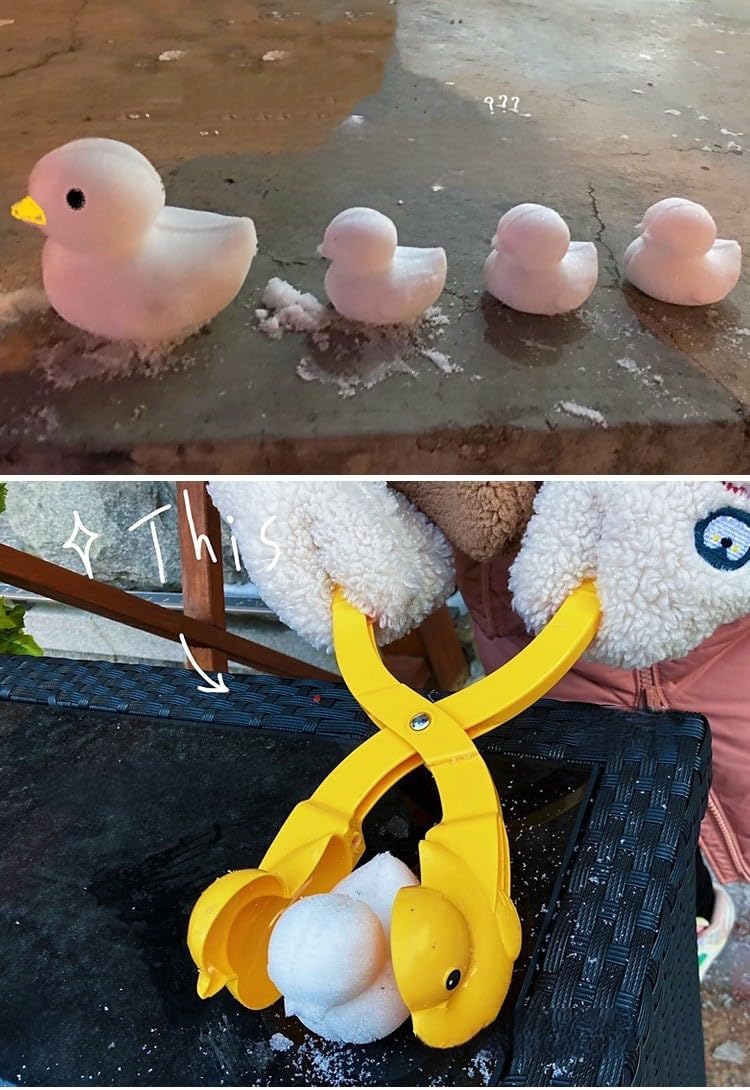 MRH&Crown Máquina de moldes para hacer bolas de nieve, juguetes con forma de pato, máquina de moldeo de bolas de nieve, juegos con asa para niños,