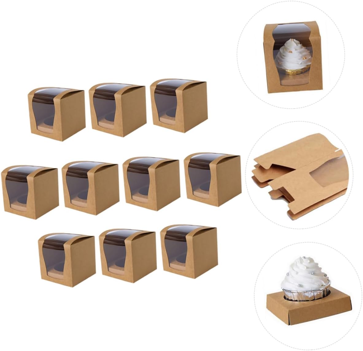SOLUSTRE 30 unidades de caja de pastel individual para cupcakes, contenedores de regalo, dona, regalos, transparente, portador de tartas,