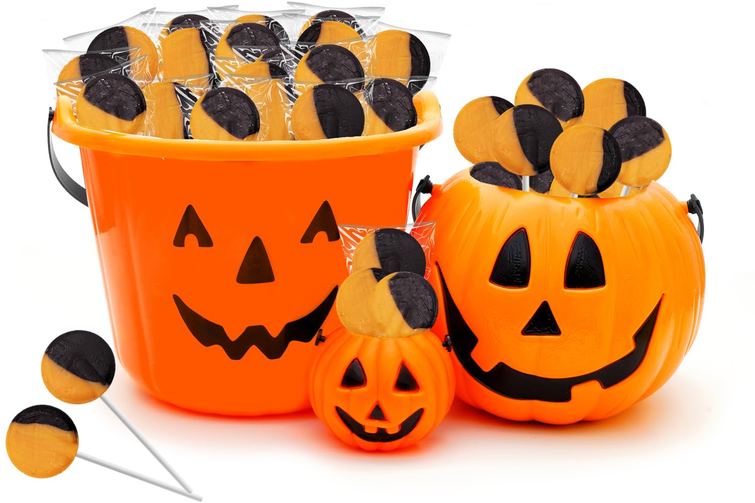 Fruidles Paleta plana naranja y negra, ideal para rellenar bolsas de golosinas de Halloween, envueltas individualmente (media libra)
