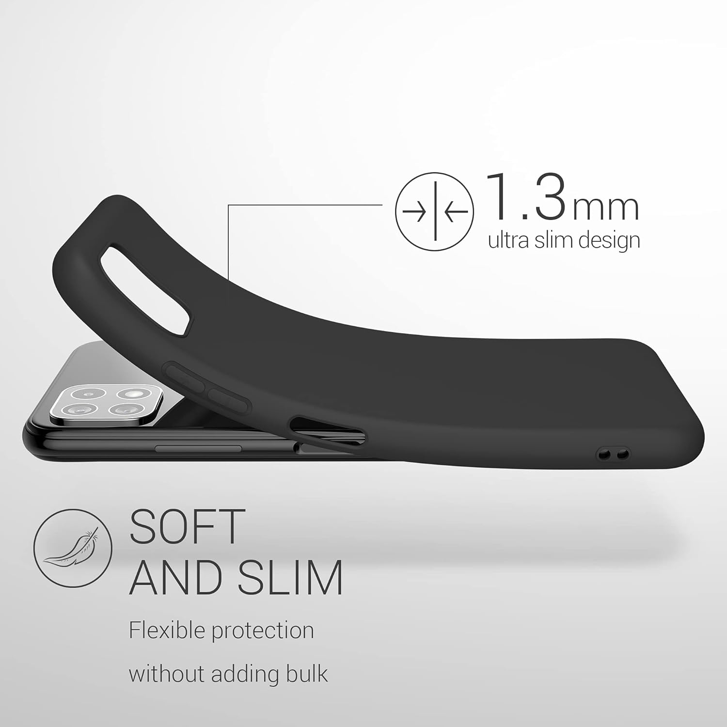 kwmobile Funda compatible con Samsung Galaxy A22 5G – Funda protectora de silicona TPU suave y delgada – Negro mate