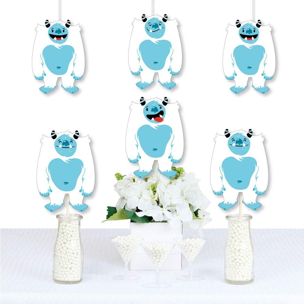 Big Dot of Happiness Yeti to Party  Decoraciones DIY Abominable Muñeco de nieve para fiesta o fiesta de cumpleaños  Juego de 20