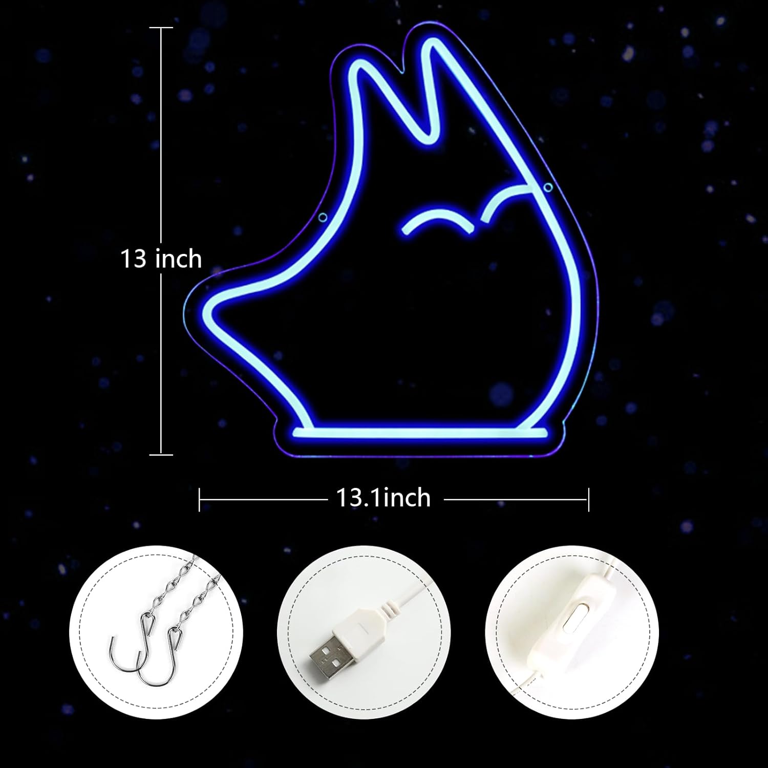 Letreros de luz de neón japoneses de dibujos animados Totoro Healing Anime Chinchilla Spirit Anime Luces LED de neón para dormitorio, habitación de