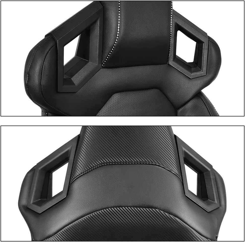 IKON MOTORSPORTS – Par de asientos para vehículos de carrera, universales, con deslizador de doble bloqueo, reclinables, asiento izquierdo y asiento