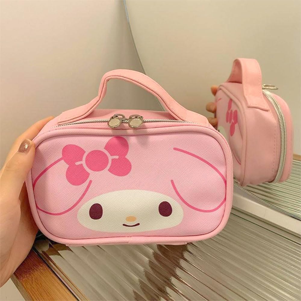 Akutoer Bolsa de cosméticos de dibujos animados con Zippe, Rosado, Kawaii