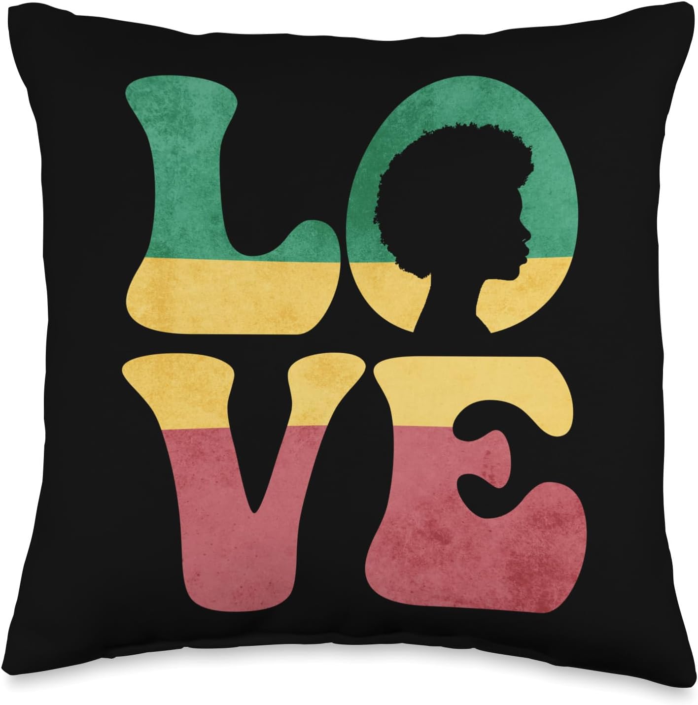 Afro African Rasta Reggae Black History Love Throw Pillow, 16×16, Multicolor
