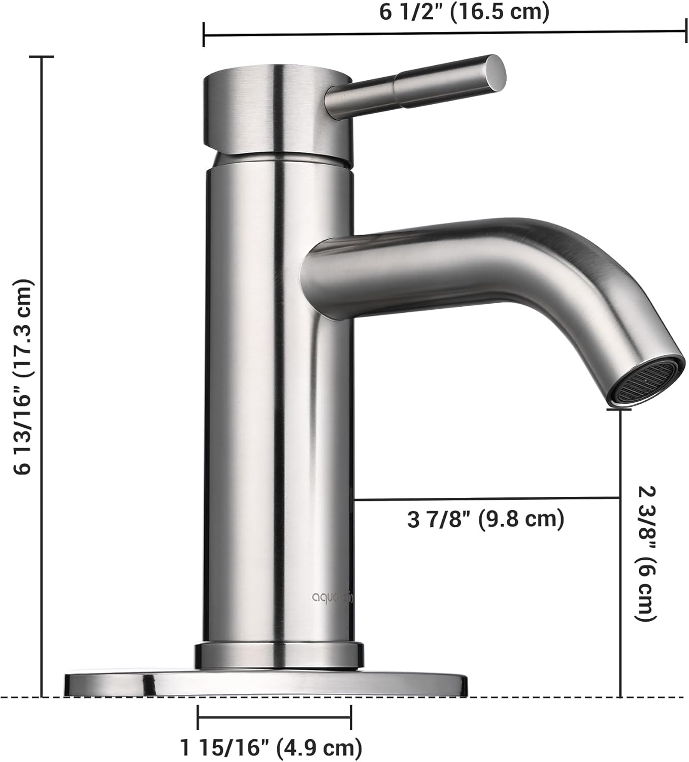 Aquaterior Grifo de baño de una sola manija para fregadero de baño, grifo de níquel con drenaje emergente para caravana, montaje en cubierta, 1
