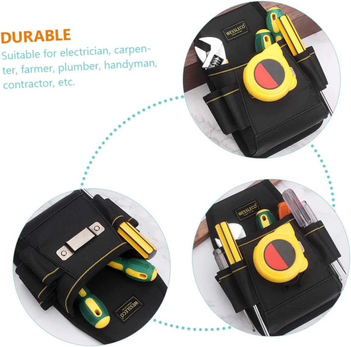 Housoutil Soporte de cinta métrica, bolsa de herramientas para la cintura, bolsa de herramientas de lona, bolsa de herramientas de fontanero,