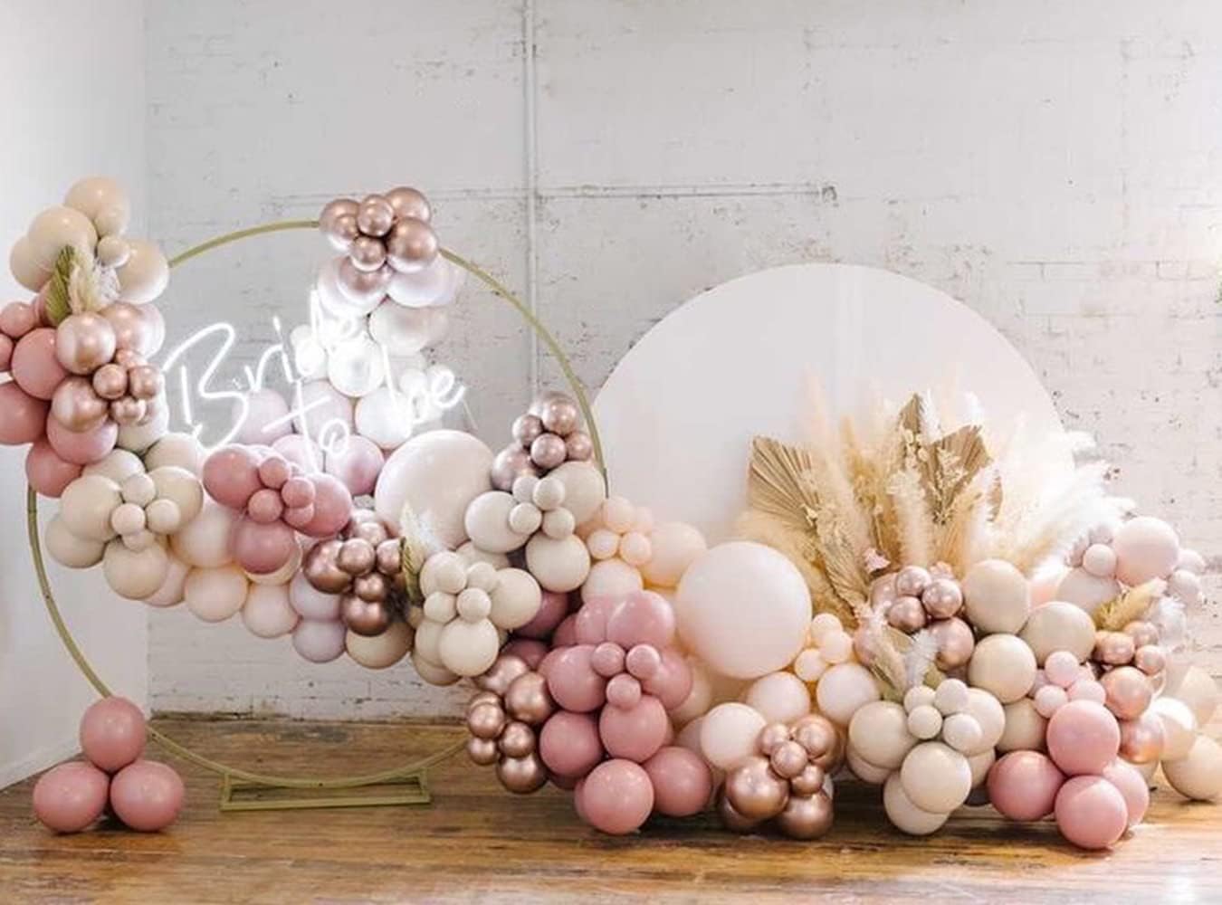 Kit de guirnalda de arco de globos de color rosa polvoriento, 157 globos retro de doble relleno, color albaricoque, crema, melocotón, para baby
