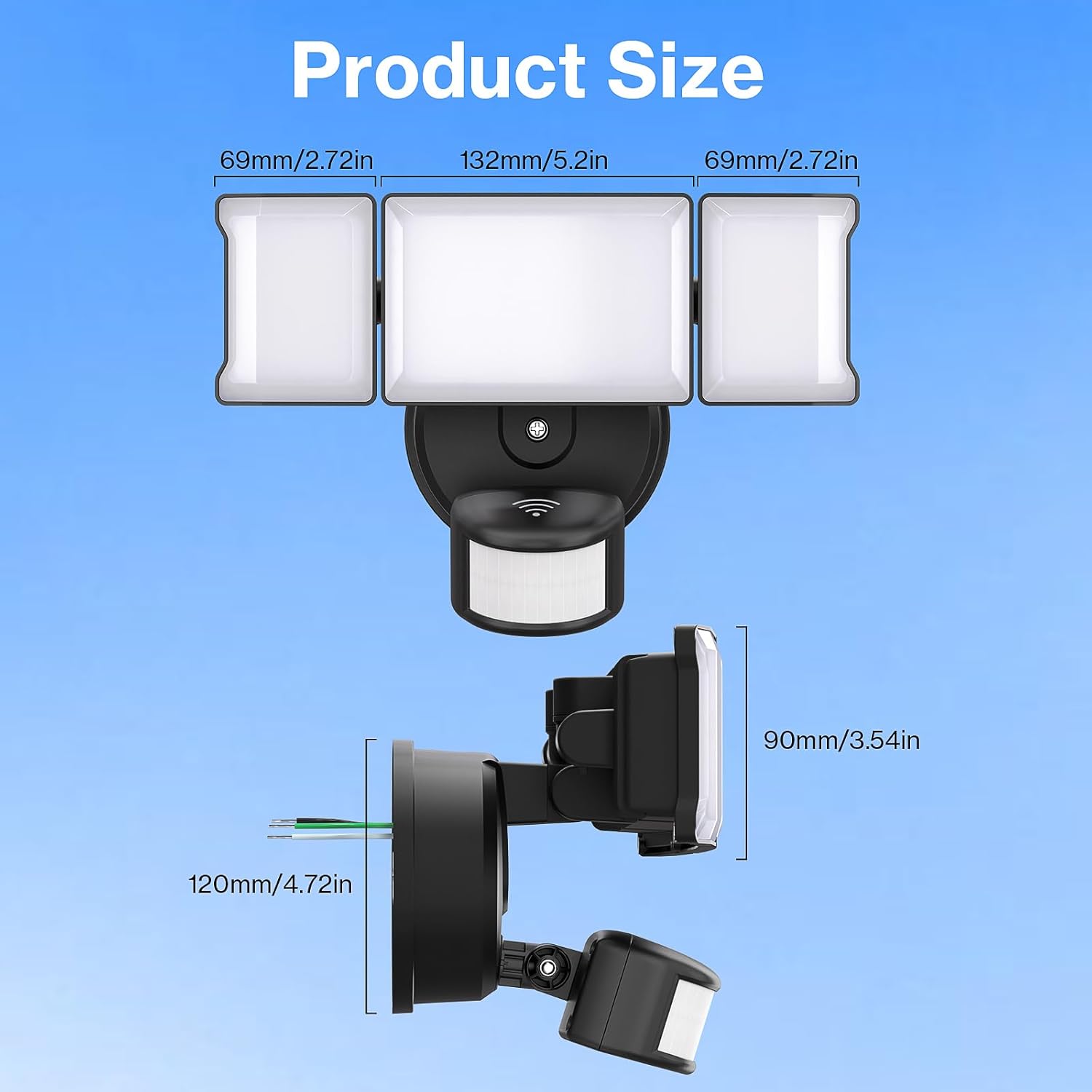 Olafus Luz de inundación LED inteligente de 55 W para exteriores con sensor de movimiento, luz de seguridad WiFi exterior sintonizable de 2700