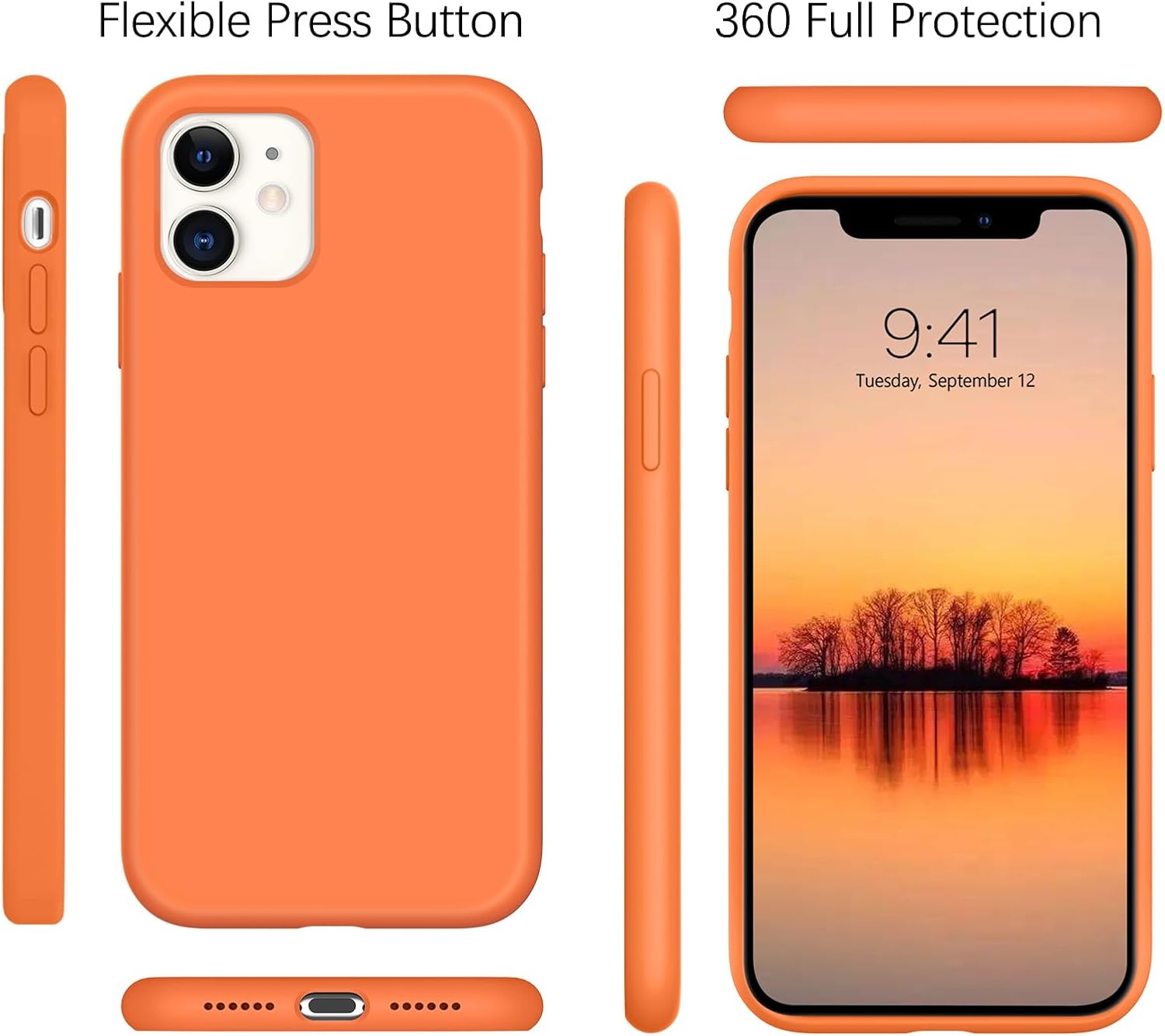 BENTOBEN Funda para iPhone 11, iPhone 11, funda delgada de silicona líquida de gel suave, antiarañazos, a prueba de golpes, con forro de microfibra