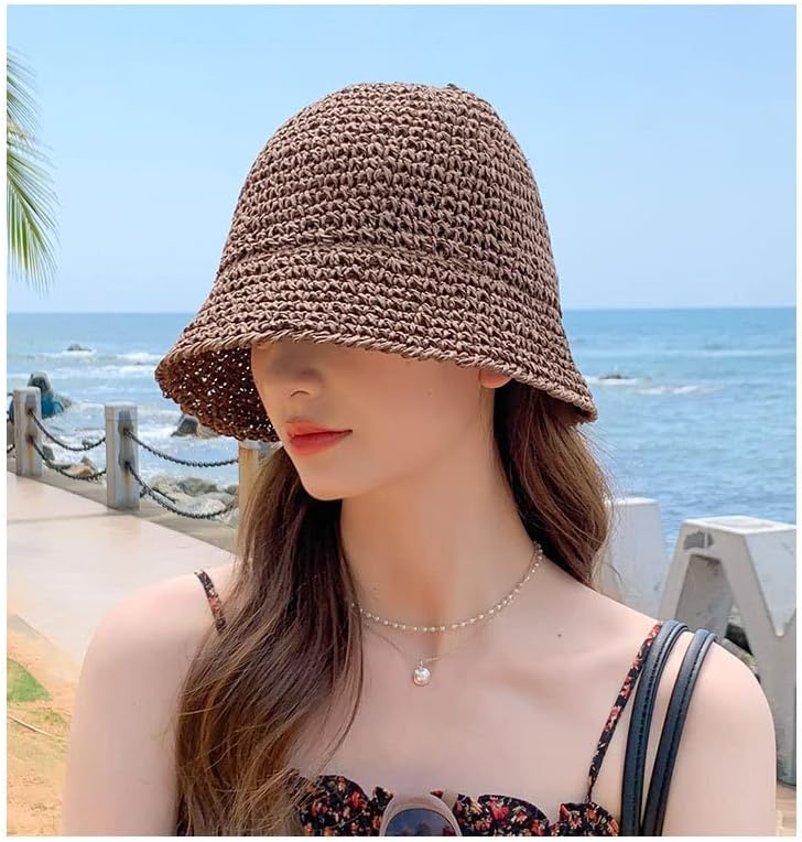 Sombrero de paja para mujer, sombrero de pescador, sombrero de pesca, sombrero de playa, gorra plegable, gorras de verano