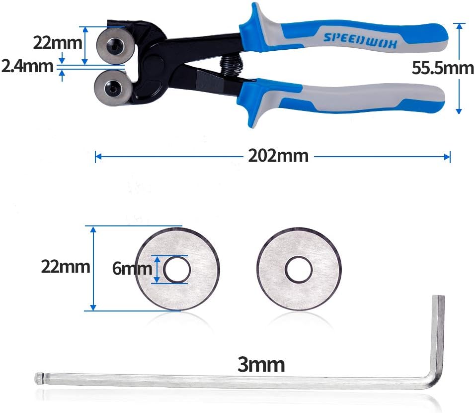 SPEEDWOX Alicate de azulejos de 8 pulgadas, ruedas de puntuación de carburo de tungsteno de alta resistencia, resistente con ruedas de corte de