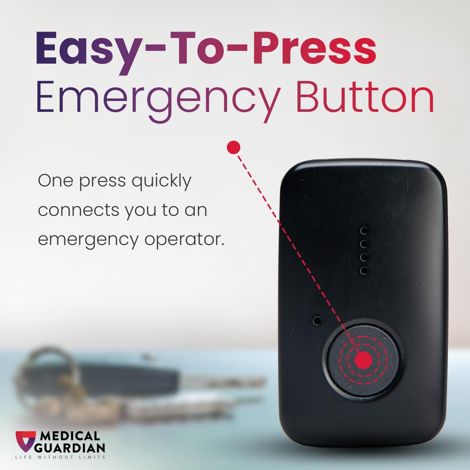 Medical Guardian MGMini – Sistemas de collar de alerta médica para personas mayores, botón de pánico rápido y confiable resistente al agua,