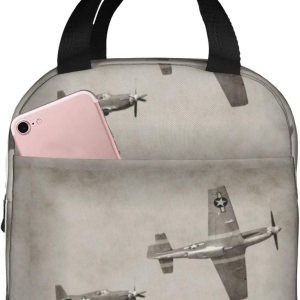 Bolsa de almuerzo con estampado de aviones de la Segunda Guerra Mundial, bolsas de almuerzo aisladas para mujeres y hombres, lonchera reutilizable Bolsa de almuerzo con estampado de aviones de la Segunda Guerra Mundial, bolsas de almuerzo aisladas para mujeres y hombres, lonchera reutilizable