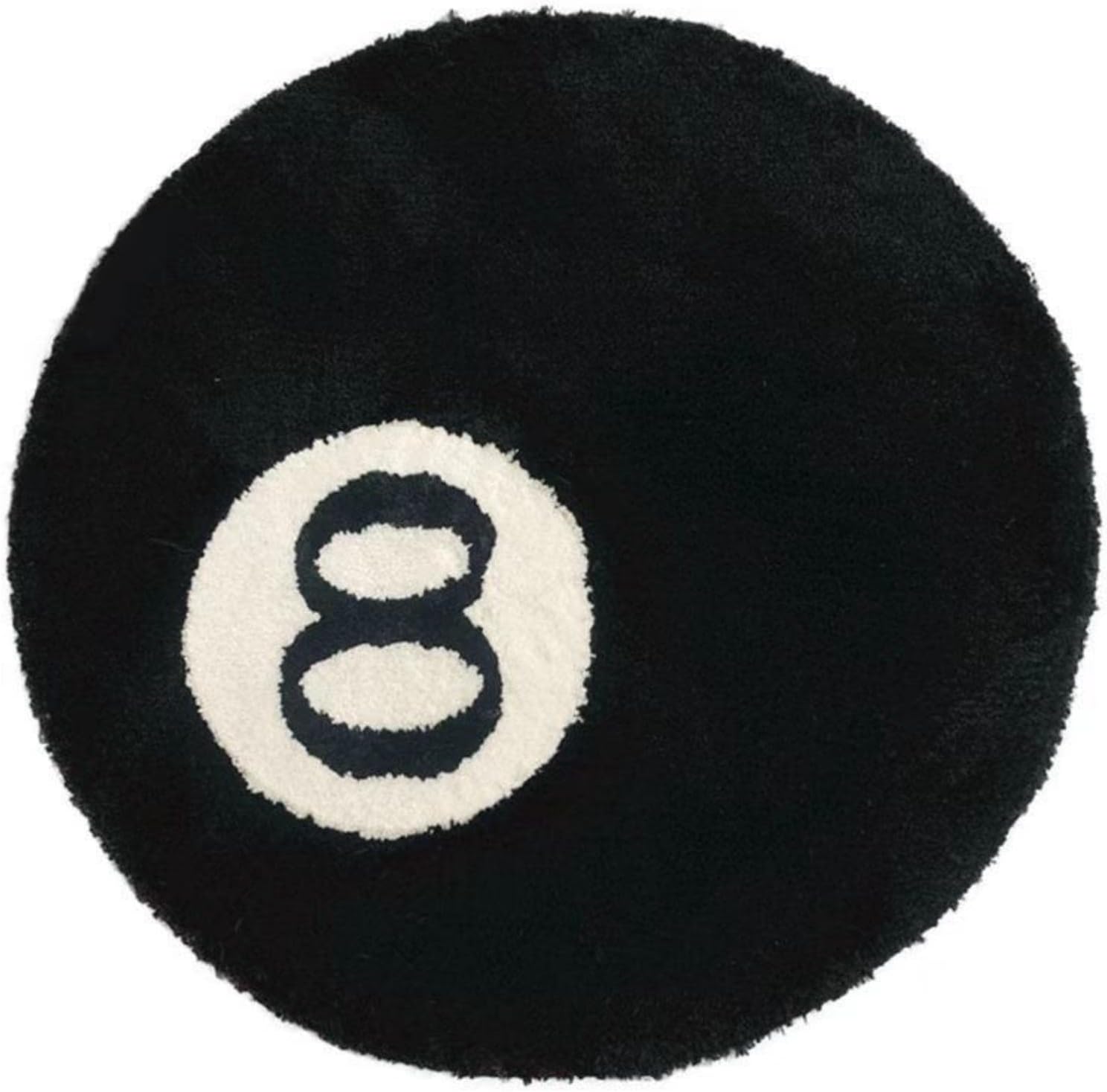 Black Billiards – Alfombra redonda de 8 bolas de 47.2 pulgadas, redonda, suave, esponjosa, color blanco y negro, alfombra decorativa antideslizante