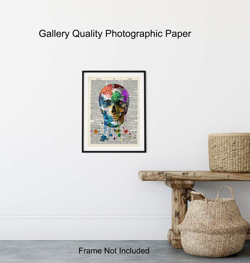 Skull Decor – Skull Wall Decor – Graffiti Skull Wall Art – Gothic Decorations – Goth Wall Art – Grunge Posters Room Decor – Trippy Wall Art – Skull