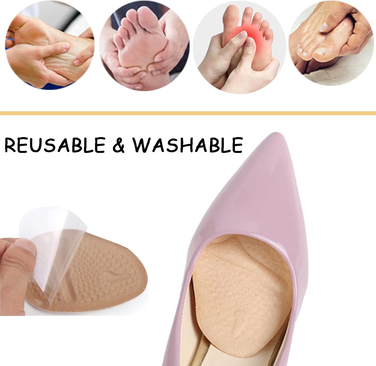 8 pares de almohadillas metatarsianas de bola de pies, almohadillas de gel para pies de bolas de gel Mortons Neuroma Callus alivio del dolor de