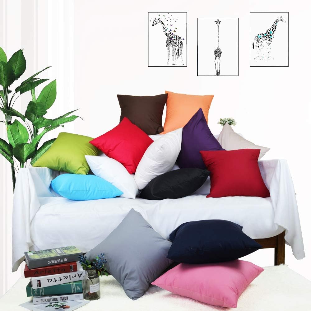 Nunubee Fundas de almohada de algodón, fundas de cojín de lino, fundas de almohada cuadradas para sofá, cama, sofá, decoración del hogar, funda de