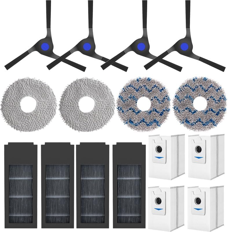 Kit de accesorios de repuesto compatible con ECOVACS DEEBOT X2 Omni Aspiradora. 1 cepillo de goma principal, 1 cepillo principal normal, 4 cepillos