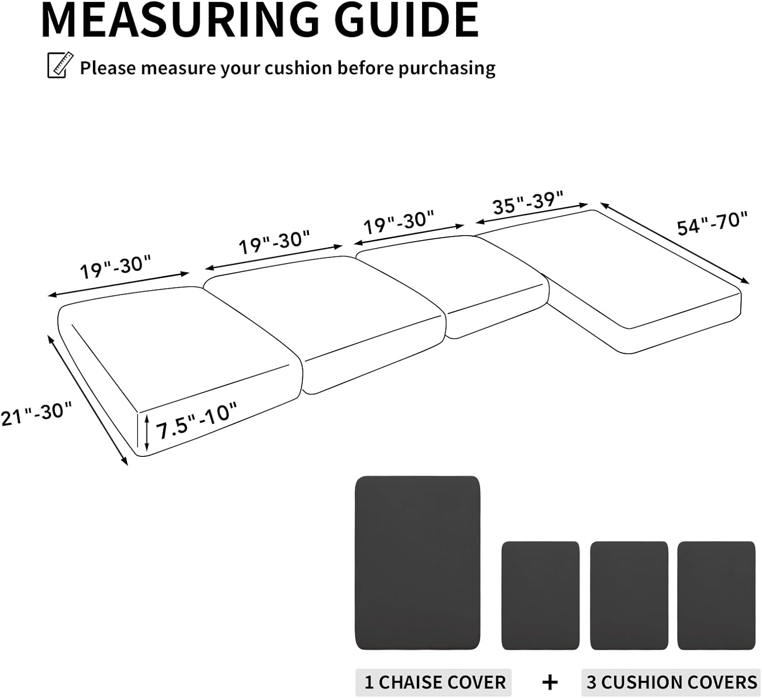 Easy-Going Fundas de cojín 100% impermeables de 4piezas para sofá, seccional izquierdo y derecho en forma de L, funda antideslizante para sofá,