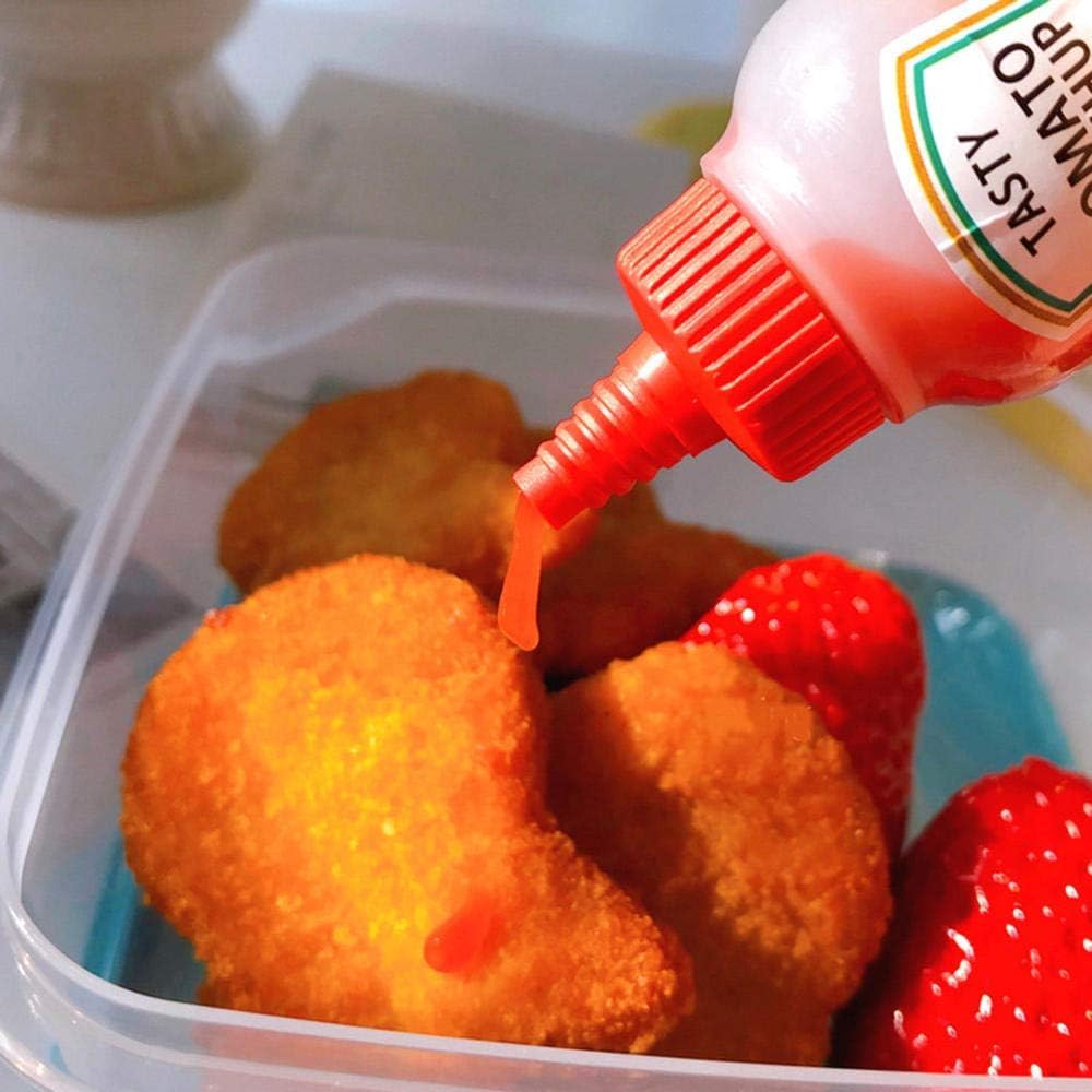 AitnWoy Mini botellas exprimibles de salsa de tomate de 0.8 onzas líquidas, caja Bento de miel, mostaza, salsa de condimentos, botella de aderezo