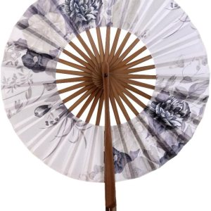 Abanico japonés Art Deco redondo de tela de seda de bambú ventilador plegable mano para mujeres boda fiesta decoración del hogar blanco Abanico japonés Art Deco redondo de tela de seda de bambú ventilador plegable mano para mujeres boda fiesta decoración del hogar blanco