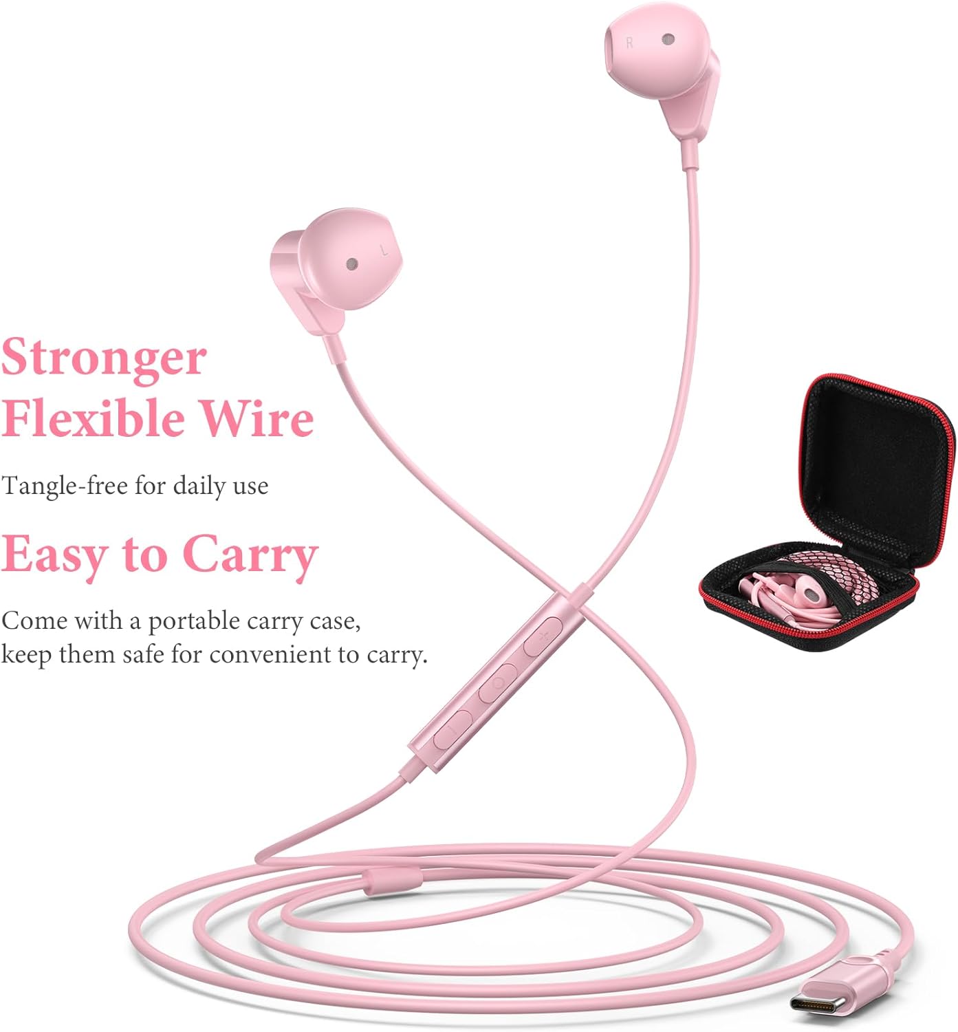 APETOO Auriculares USB C para iPad Pro iPhone 15 15 Pro Max, auriculares estéreo de alta fidelidad USB tipo C, auriculares USB C con cable con