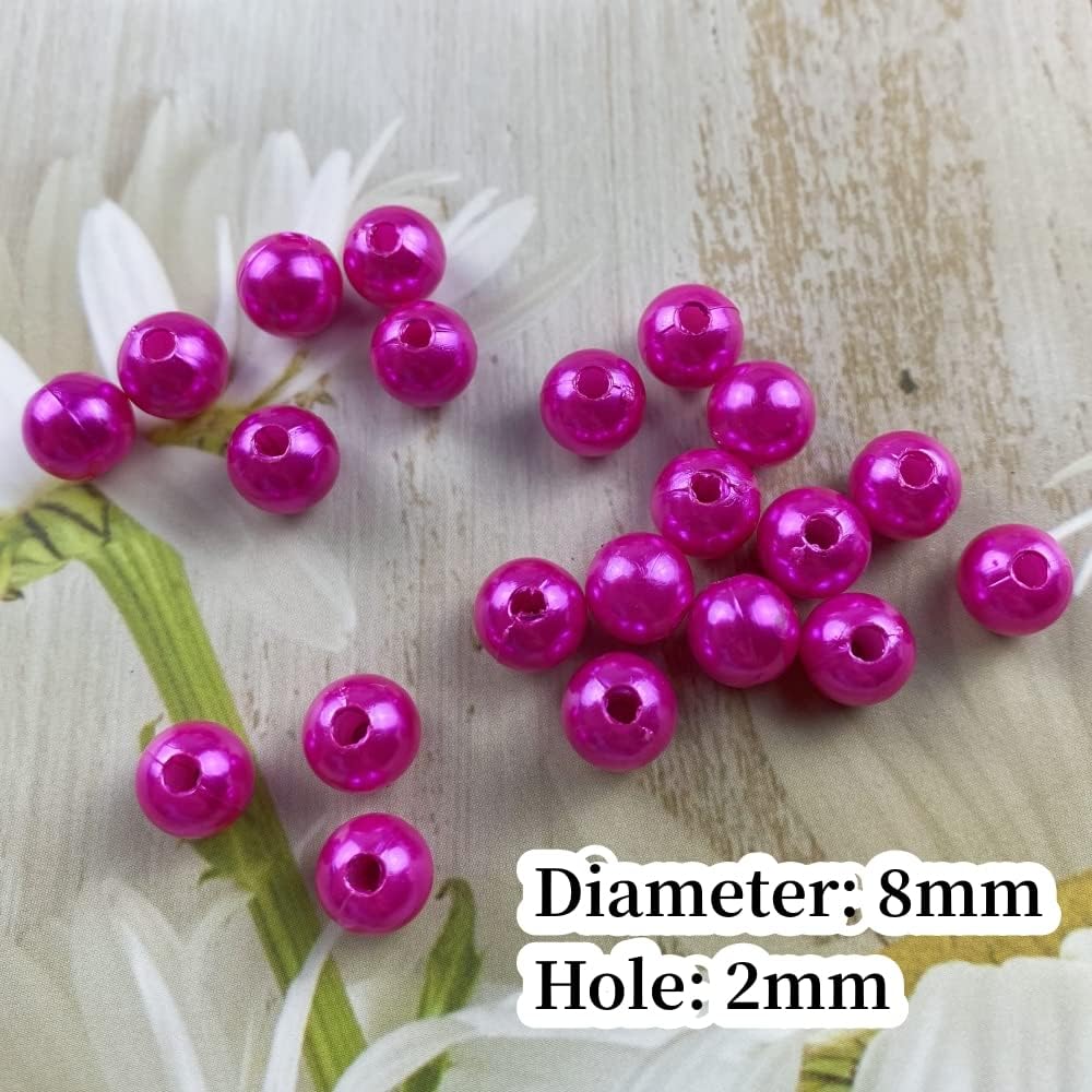300 cuentas de perlas para manualidades de resina de 0.315 pulgadas para hacer joyas, cuentas redondas sueltas con agujero para collares, pulseras,
