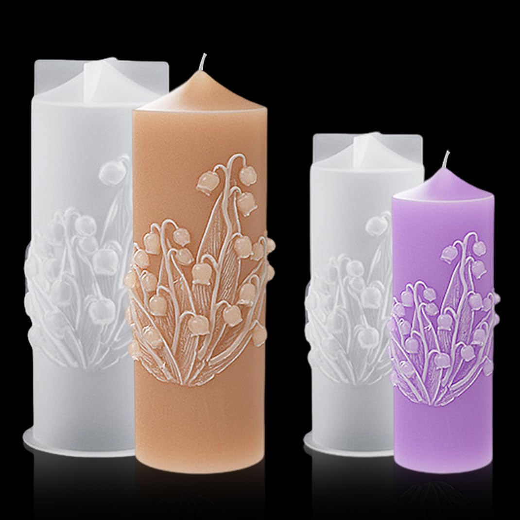 2 moldes de silicona para velas, cilindros con flores, moldes de resina de silicona de cristal para fundición de resina epoxi UV, manualidades,