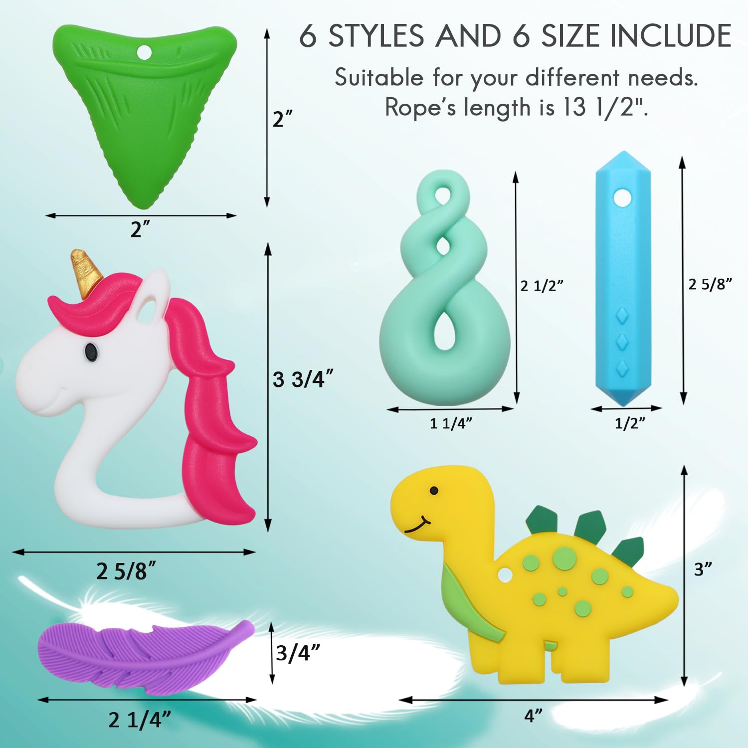 Collares masticables para niños sensoriales, paquete de 6 collares masticables para niños o niñas con TDAH o necesidades especiales, juguetes