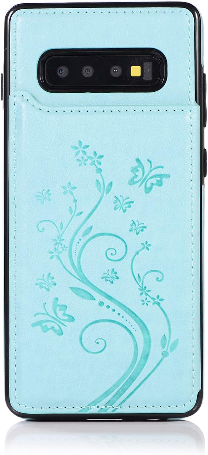 Funda de teléfono para Samsung Galaxy S10 Plus con protector de pantalla de vidrio templado y tarjetero con soporte para tarjetero, accesorios de