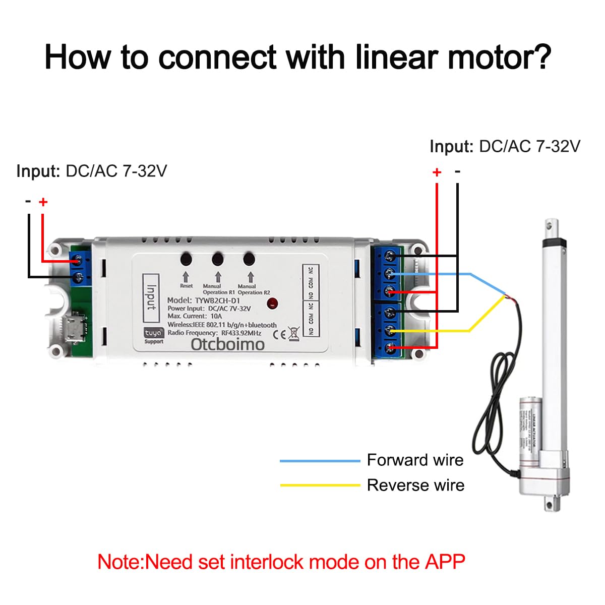 Tuya – Módulo de interruptor de relé inalámbrico WiFi inteligente, 2 canales ACDC 7-32VUSB 5V Smart Life, control remoto, contacto seco, interruptor