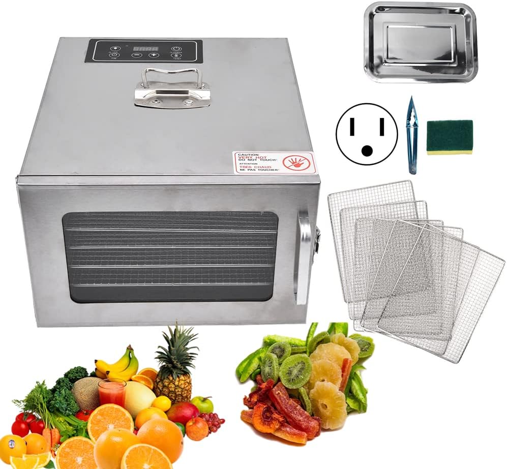 Máquina secadora deshidratadora de alimentos, 6 capas de temperatura ajustable, secador de frutas de carne seca, para verduras, cecina, especias,