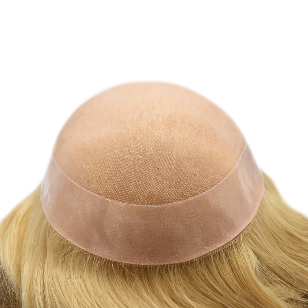 Toupee para hombres Cabello humano real para hombre Toupee pieza de pelo para hombres Fine Mono Men Sistema de pelo de piel de polietileno para