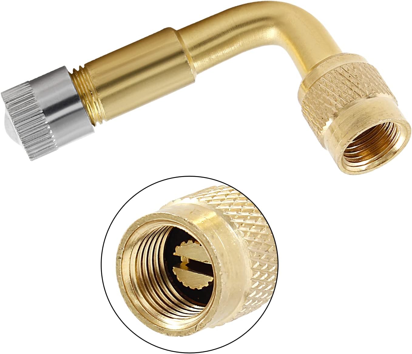 2 extensores de vástago de válvula, extensiones de vástago de válvula de metal de 90 grados, extensión de vástago de válvula de neumático compatible