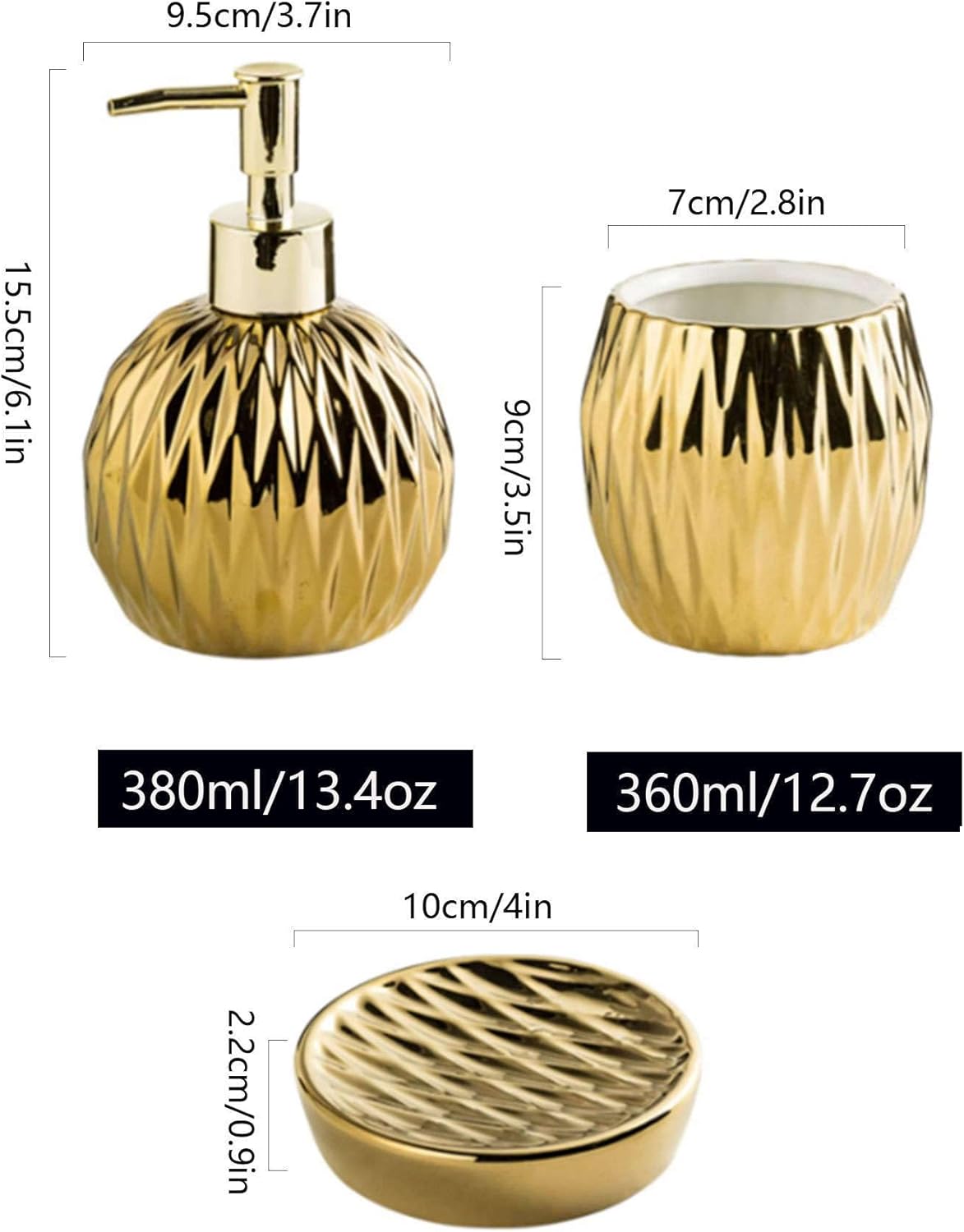 Dispensador de jabón de vidrio con bomba amplia, juego de accesorios de baño de cerámica, juego completo de baño, decoración moderna de baño,