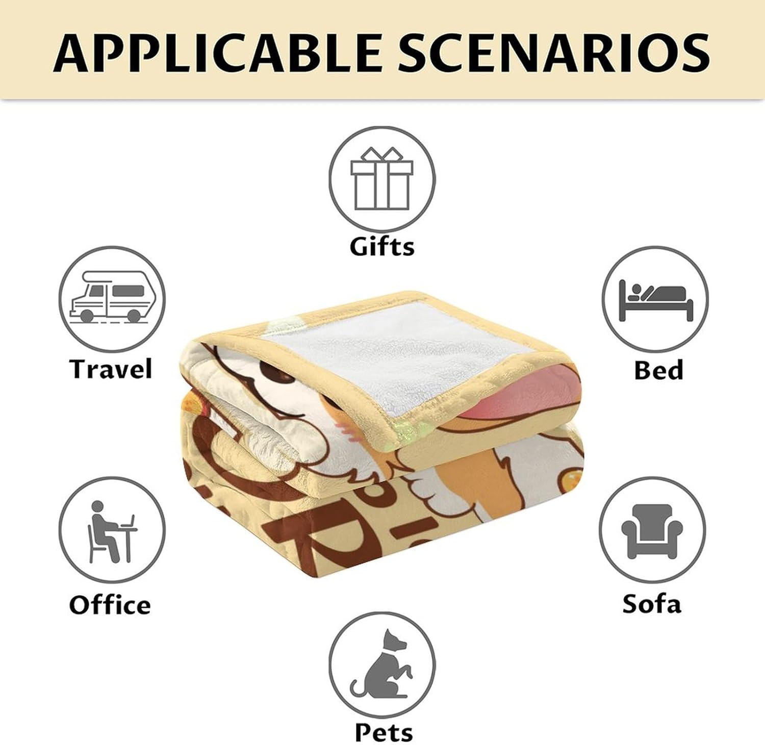 Manta de Corgi personalizada con nombre, 60 x 50 pulgadas, bonita manta para niños y niñas, mantas amarillas suaves y peludas para cama, sofá y