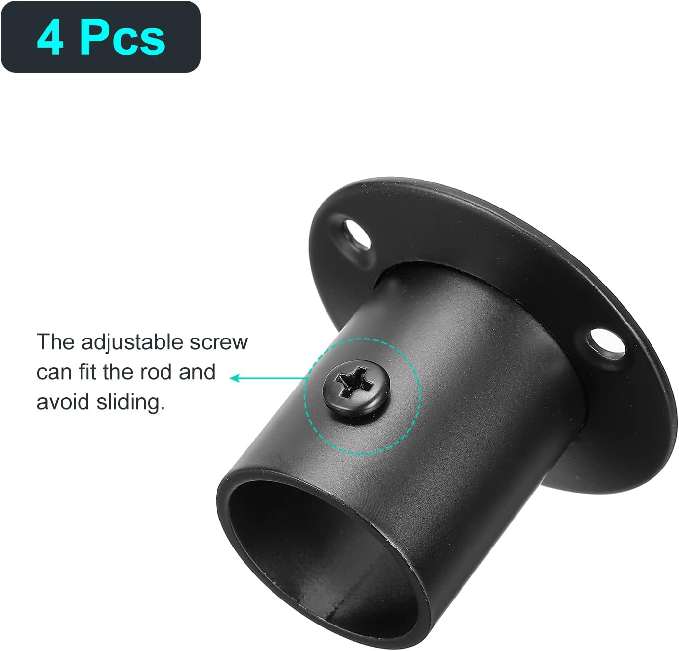 uxcell Soporte de barra de acero inoxidable de 1 pulgada de diámetro para cortina de armario de baño, juego de 8, color negro