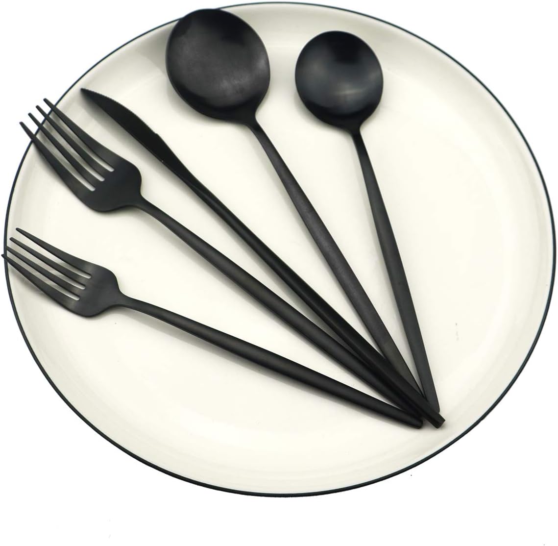 Juego de cubiertos de acero inoxidable 304 moderno de 60 piezas, elegante servicio de utensilios de cocina para 12, incluye cuchillos, cucharas,