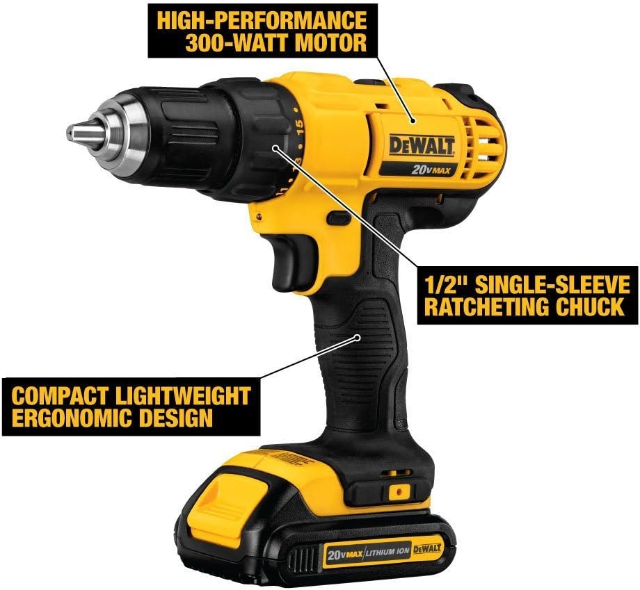 DEWALT DCK240C2 – Kit combinado de taladro de litio de 20 Vimpacto (1.3 Ah) con sierra recíproca, solo herramienta desnuda